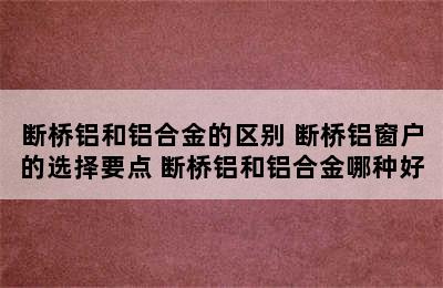 断桥铝和铝合金的区别 断桥铝窗户的选择要点 断桥铝和铝合金哪种好